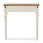 Marquetterie French Provincial Style Weathered Oak and White Wash Distressed Finish Wood Two-Tone Console Table FredCo