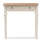 Marquetterie French Provincial Style Weathered Oak and White Wash Distressed Finish Wood Two-Tone Console Table FredCo