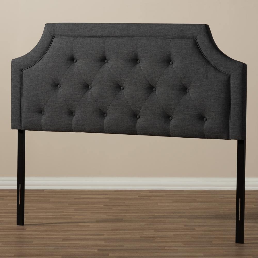 Mars Modern and Contemporary Dark Grey Fabric Queen Size Headboard FredCo