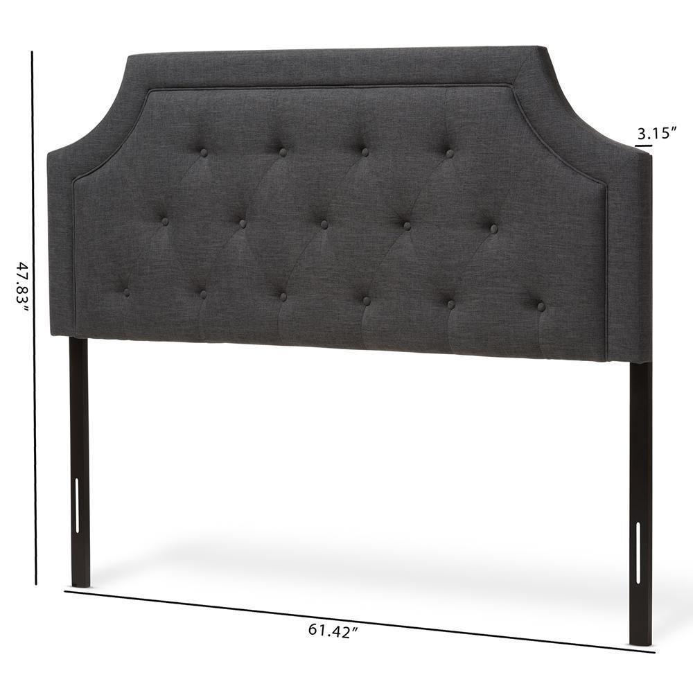 Mars Modern and Contemporary Dark Grey Fabric Queen Size Headboard FredCo