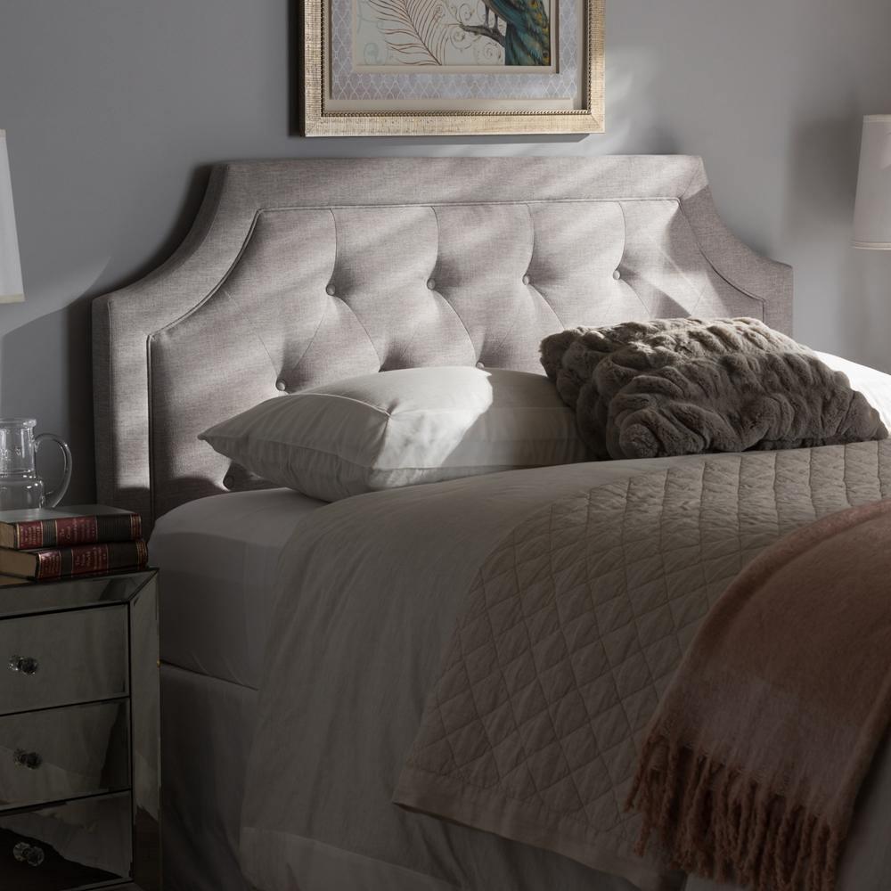 Mars Modern and Contemporary Greyish Beige Fabric King Size Headboard FredCo