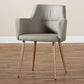 Martine Glam and Luxe Grey Faux Leather Upholstered Gold Finished Metal Dining Chair FredCo