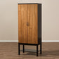 Marya Mid-Century Modern Dark Brown And Walnut Two-Tone Solid Rubberwood MDF Veneered Wine Cabinet FredCo