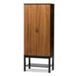 Marya Mid-Century Modern Dark Brown And Walnut Two-Tone Solid Rubberwood MDF Veneered Wine Cabinet FredCo