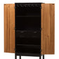 Marya Mid-Century Modern Dark Brown And Walnut Two-Tone Solid Rubberwood MDF Veneered Wine Cabinet FredCo