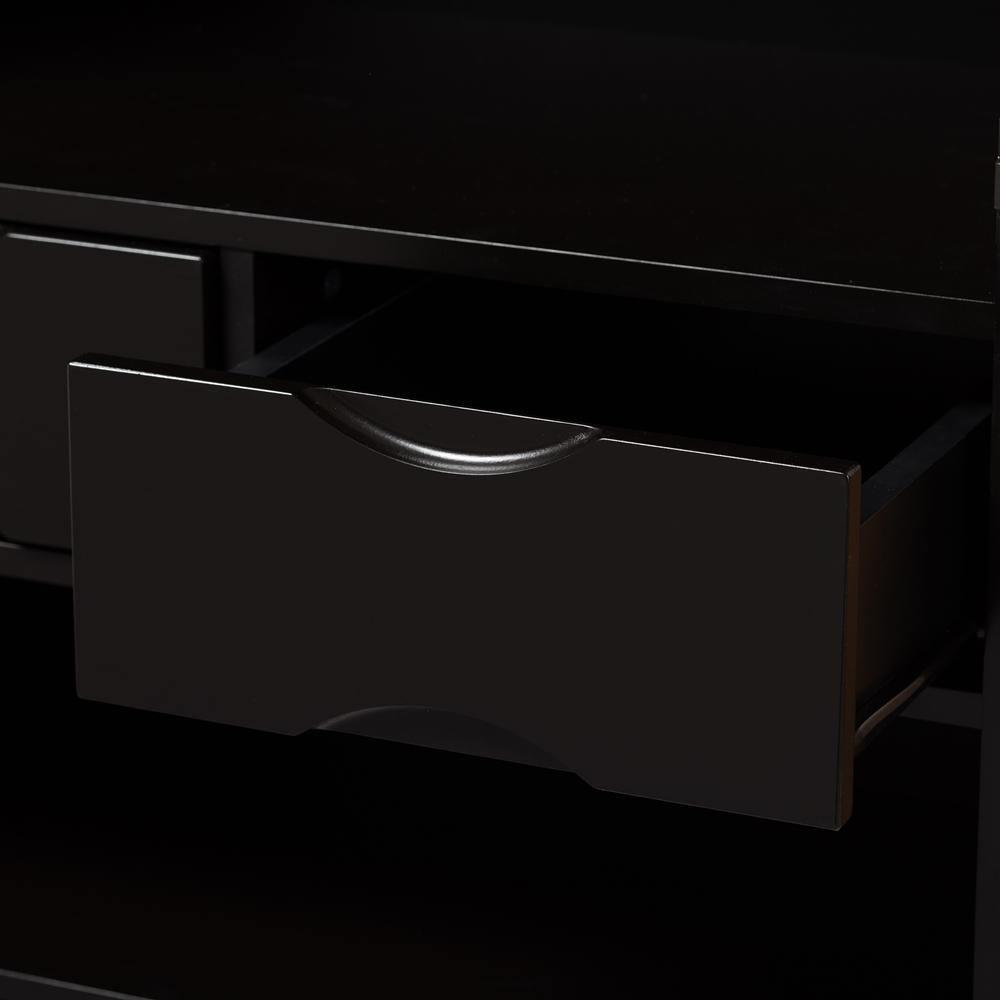Marya Mid-Century Modern Dark Brown And Walnut Two-Tone Solid Rubberwood MDF Veneered Wine Cabinet FredCo