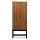 Marya Mid-Century Modern Dark Brown And Walnut Two-Tone Solid Rubberwood MDF Veneered Wine Cabinet FredCo