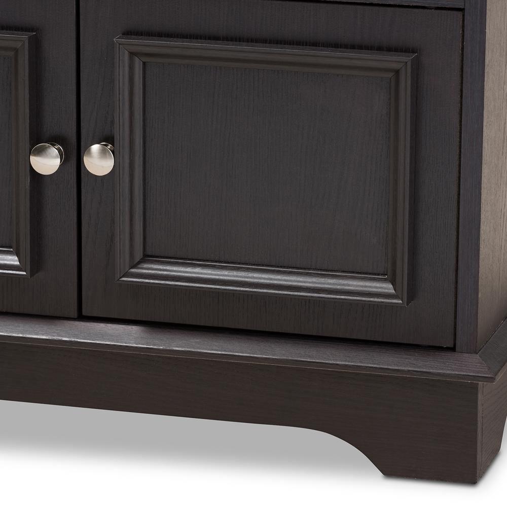 Mason Modern and Contemporary Dark Brown Wood 2-Drawer Shoe Storage Bench FredCo