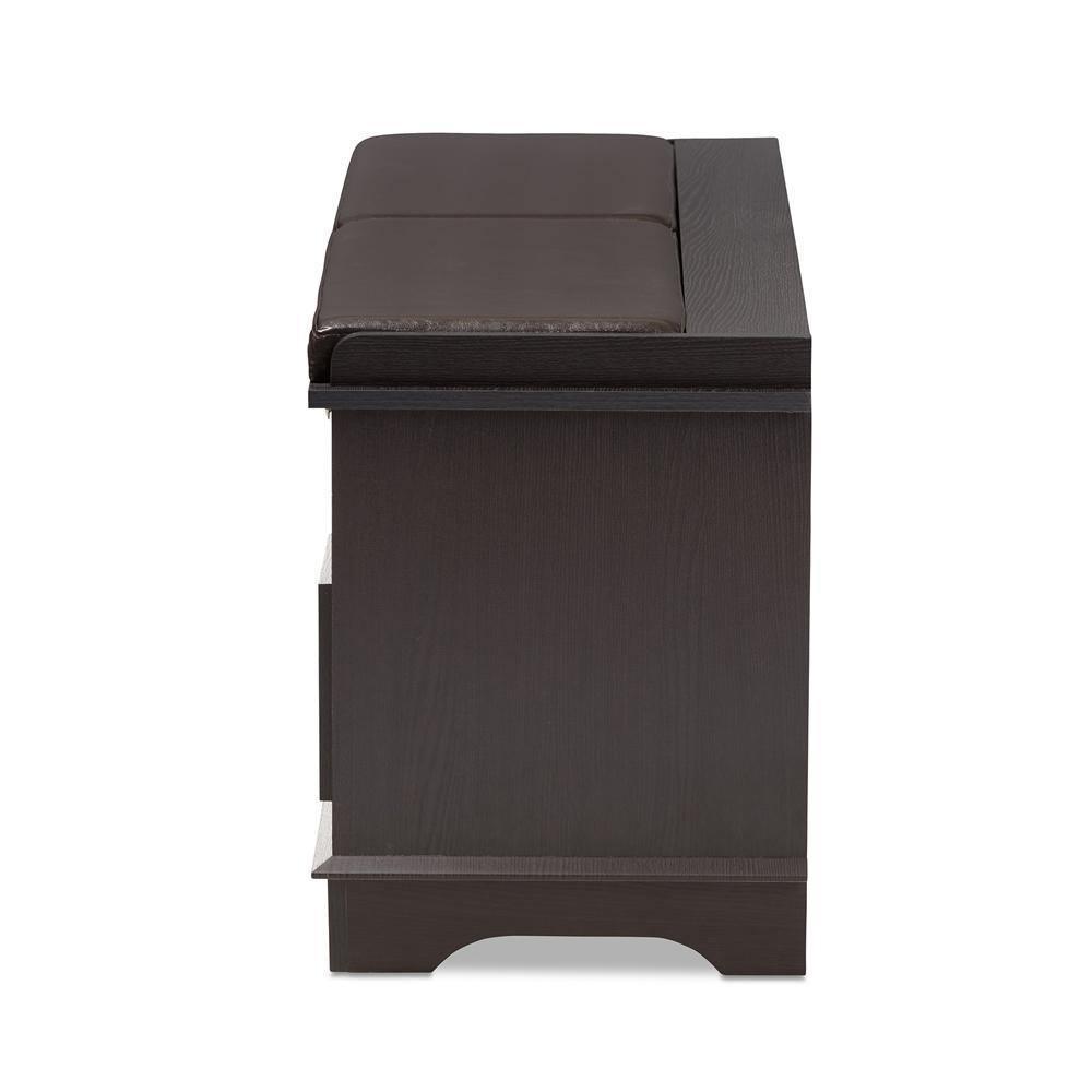 Mason Modern and Contemporary Dark Brown Wood 2-Drawer Shoe Storage Bench FredCo