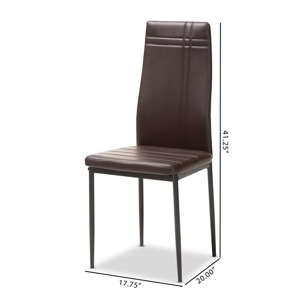 Matiese Modern and Contemporary Brown Faux Leather Upholstered Dining Chair (Set of 4) FredCo