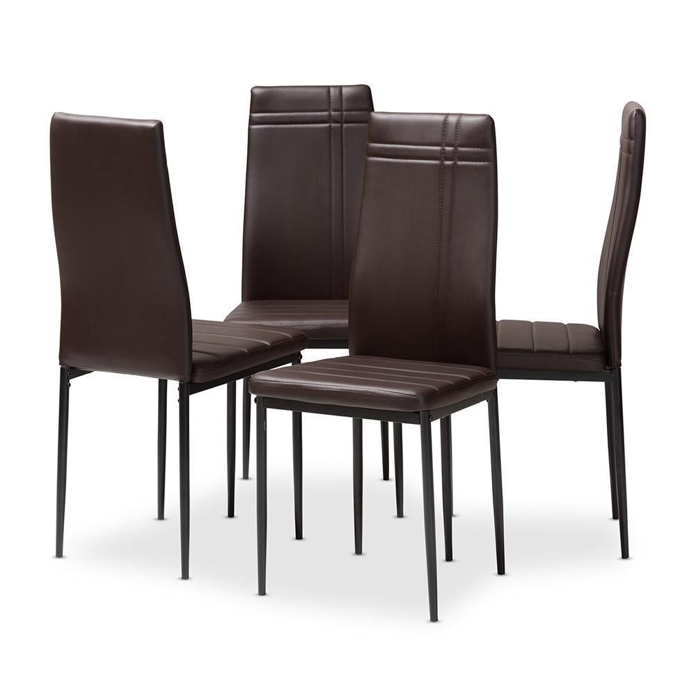 Matiese Modern and Contemporary Brown Faux Leather Upholstered Dining Chair (Set of 4) FredCo