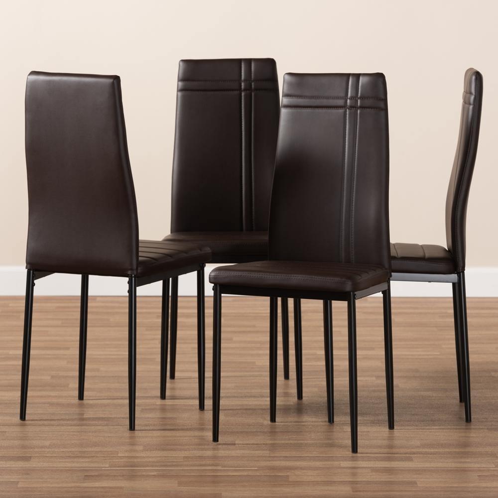 Matiese Modern and Contemporary Brown Faux Leather Upholstered Dining Chair (Set of 4) FredCo