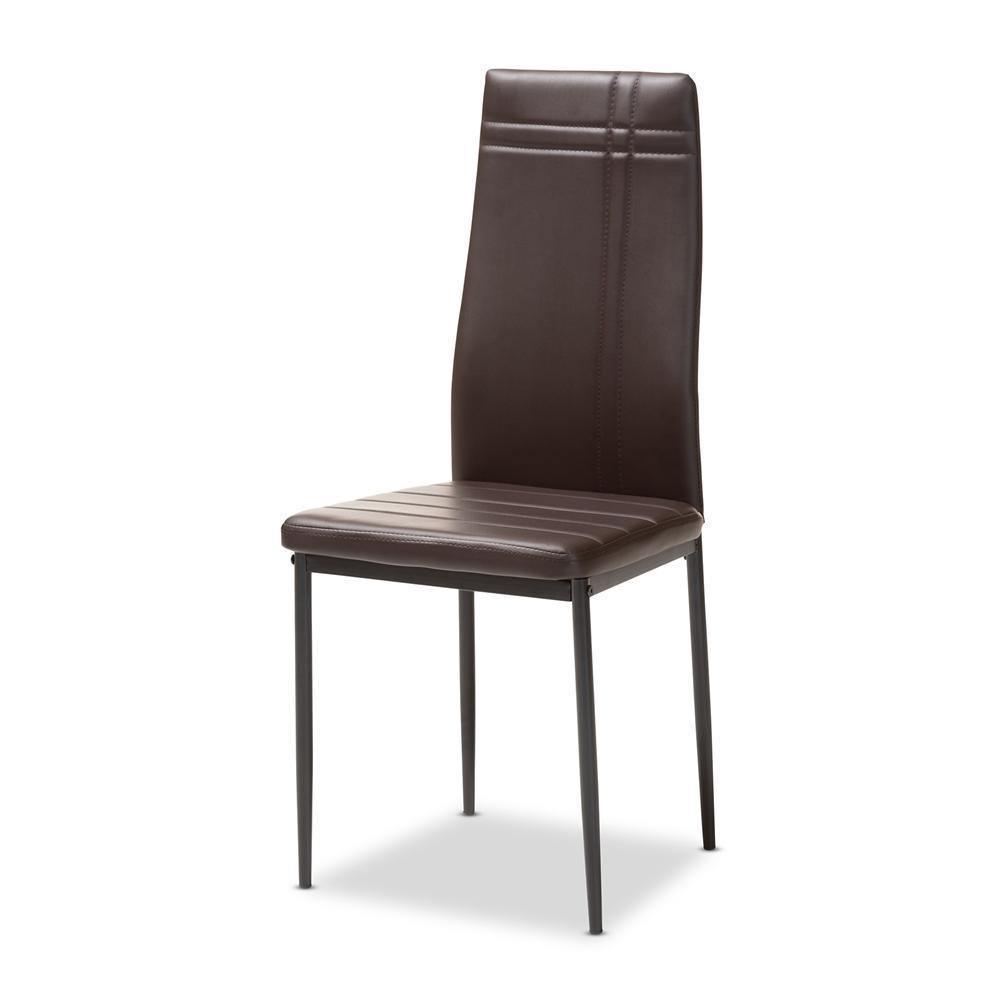 Matiese Modern and Contemporary Brown Faux Leather Upholstered Dining Chair (Set of 4) FredCo