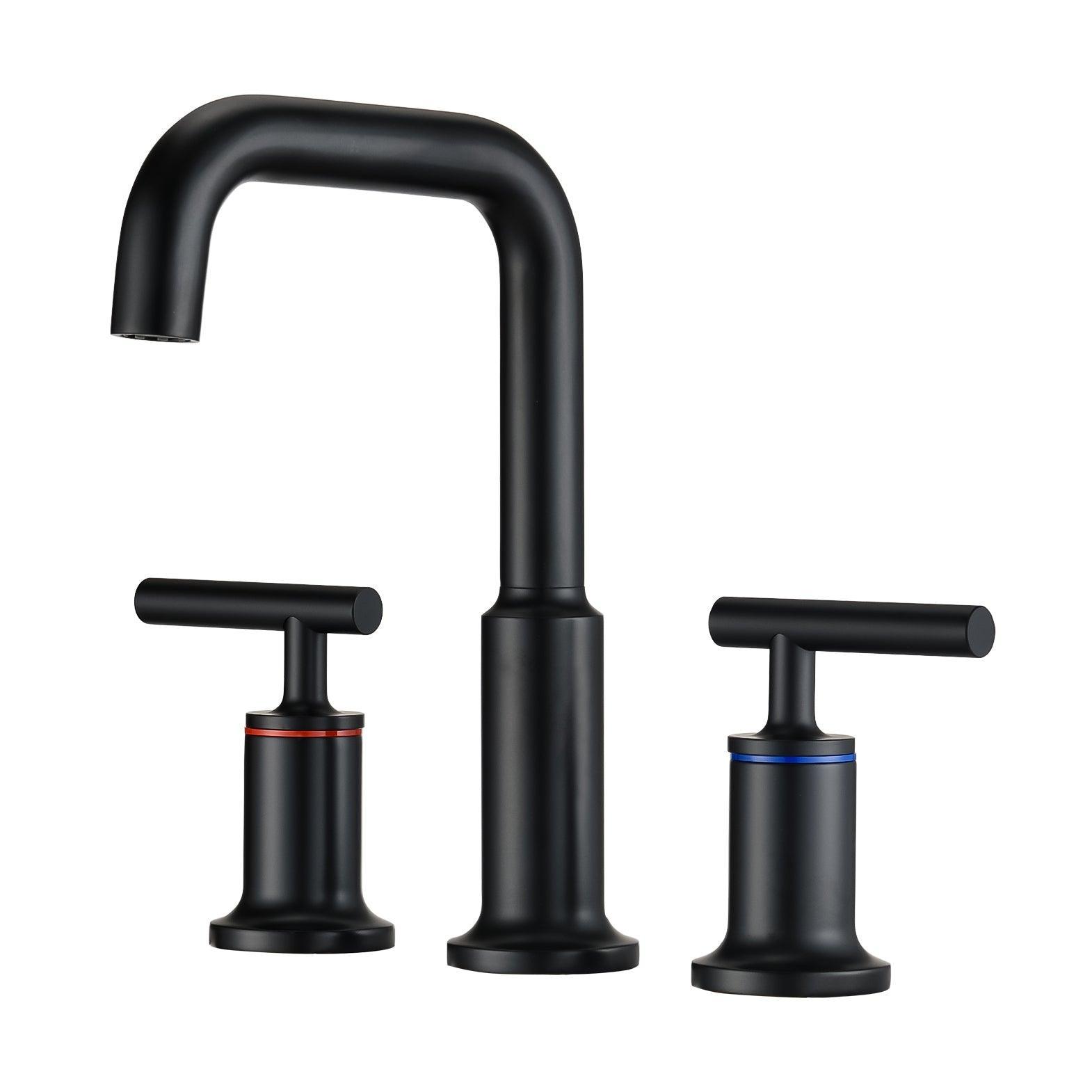 Matte Black Widespread Bathroom Faucet 3 Holes 2 Handles Vanity Sink Faucet FredCo