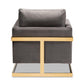 Matteo Glam and Luxe Grey Velvet Fabric Upholstered Gold Finished Armchair FredCo
