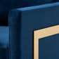 Matteo Glam and Luxe Navy Blue Velvet Fabric Upholstered Gold Finished Armchair FredCo