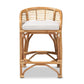Maverick Modern Bohemian White Fabric Upholstered and Natural Brown Rattan Counter Stool FredCo