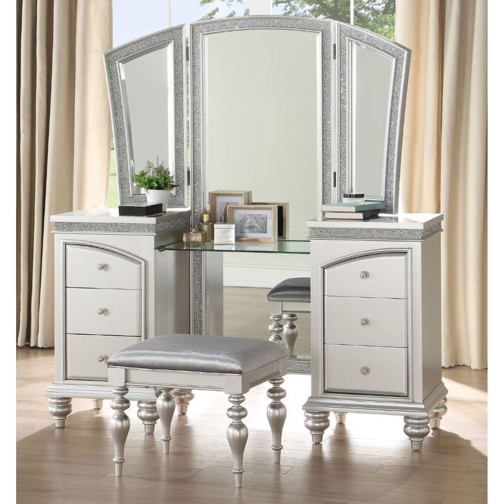 Maverick Vanity Desk & Mirror Platinum FredCo