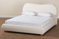 Maya Mid-Century Modern Cream Boucle Fabric and Oak Brown Finished Wood Queen Size Platform Bed FredCo