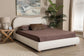 Maya Mid-Century Modern Cream Boucle Fabric and Oak Brown Finished Wood Queen Size Platform Bed FredCo