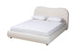 Maya Mid-Century Modern Cream Boucle Fabric and Oak Brown Finished Wood Queen Size Platform Bed FredCo