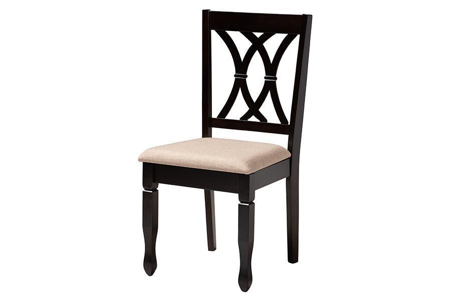 Maya Modern Beige Fabric and Espresso Brown Finished Wood 5-Piece Dining Set FredCo