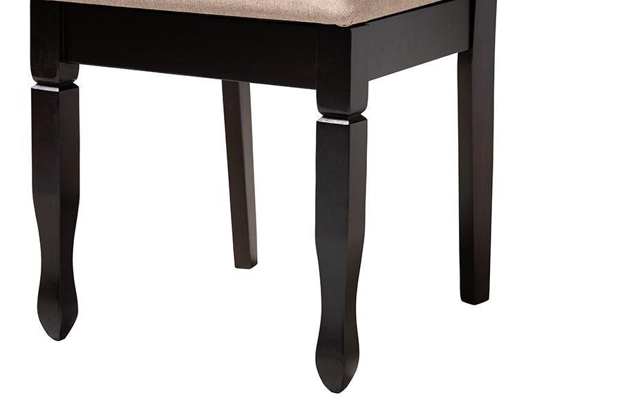 Maya Modern Beige Fabric and Espresso Brown Finished Wood 5-Piece Dining Set FredCo