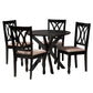 Maya Modern Beige Fabric and Espresso Brown Finished Wood 5-Piece Dining Set FredCo