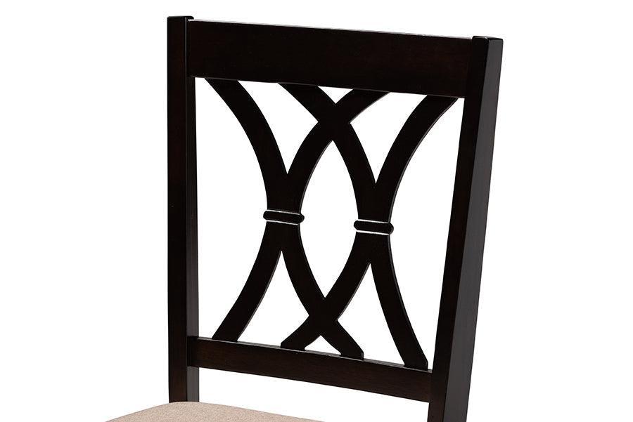 Maya Modern Beige Fabric and Espresso Brown Finished Wood 5-Piece Dining Set FredCo