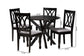 Maya Modern Grey Fabric and Espresso Brown Finished Wood 5-Piece Dining Set FredCo