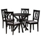 Maya Modern Grey Fabric and Espresso Brown Finished Wood 5-Piece Dining Set FredCo