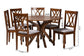 Maya Modern Grey Fabric and Walnut Brown Finished Wood 7-Piece Dining Set FredCo