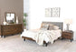 Mays 4-piece Upholstered Eastern King Bedroom Set Walnut Brown and Grey Coaster FredCo