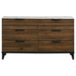Mays 4-piece Upholstered Eastern King Bedroom Set Walnut Brown and Grey Coaster FredCo
