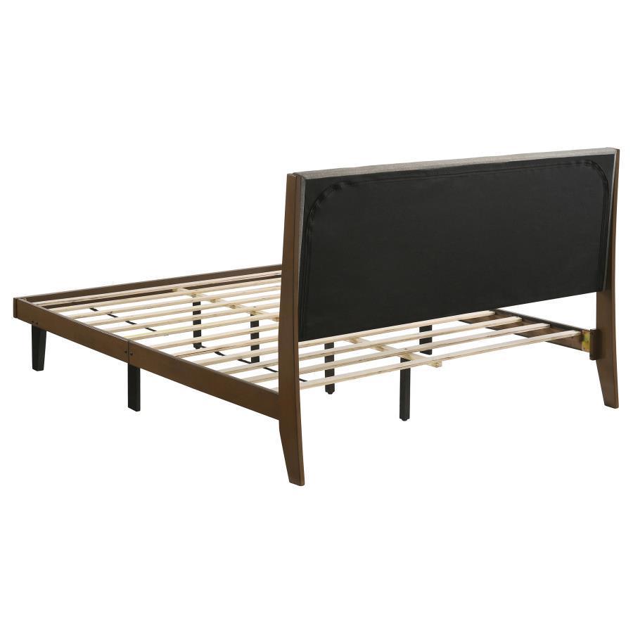 Mays 4-piece Upholstered Eastern King Bedroom Set Walnut Brown and Grey Coaster FredCo