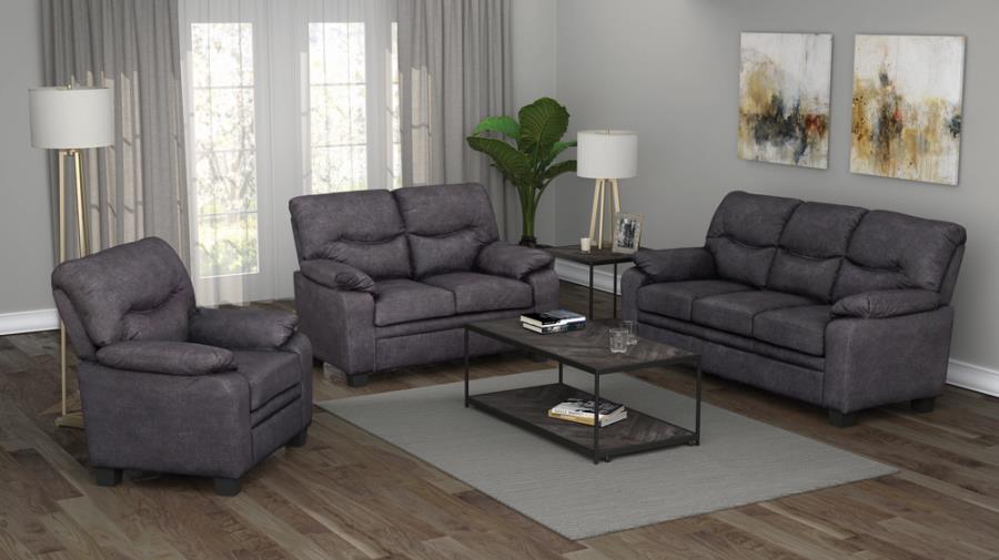 Meagan 3-piece Pillow Top Arms Living Room Set Brown 506564-S3 Coaster FredCo