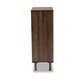 Meike Mid-Century Modern Two-Tone Walnut Brown and White Finished Wood 2-Door Shoe Cabinet FredCo