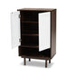 Meike Mid-Century Modern Two-Tone Walnut Brown and White Finished Wood 2-Door Shoe Cabinet FredCo