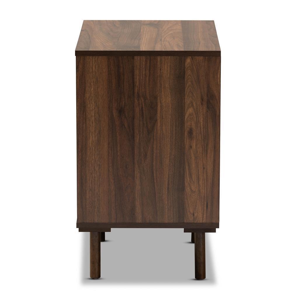 Meike Mid-Century Modern Two-Tone Walnut Brown and White Finished Wood 3-Drawer Nightstand FredCo