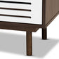Meike Mid-Century Modern Two-Tone Walnut Brown and White Finished Wood 3-Drawer Nightstand FredCo