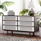 Meike Mid-Century Modern Two-Tone Walnut Brown and White Finished Wood 6-Drawer Dresser FredCo