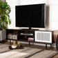 Meike Mid-Century Modern Two-Tone Walnut Brown and White Finished Wood TV Stand FredCo
