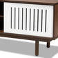 Meike Mid-Century Modern Two-Tone Walnut Brown and White Finished Wood TV Stand FredCo