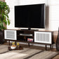 Meike Mid-Century Modern Two-Tone Walnut Brown and White Finished Wood TV Stand FredCo