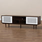 Meike Mid-Century Modern Two-Tone Walnut Brown and White Finished Wood TV Stand FredCo