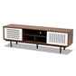 Meike Mid-Century Modern Two-Tone Walnut Brown and White Finished Wood TV Stand FredCo