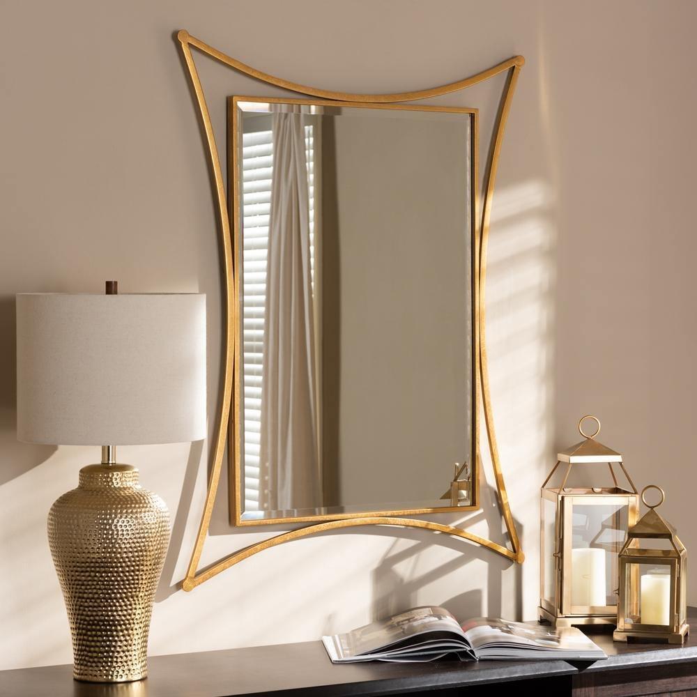 Melia Modern and Contemporary Antique Gold Finished Rectangular Accent Wall Mirror FredCo