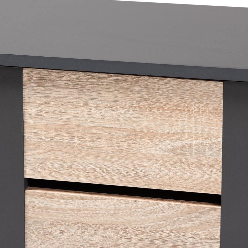 Melle Modern and Contemporary Two-Tone Oak Brown and Dark Gray 2-Door Wood Entryway Shoe Storage Cabinet FredCo