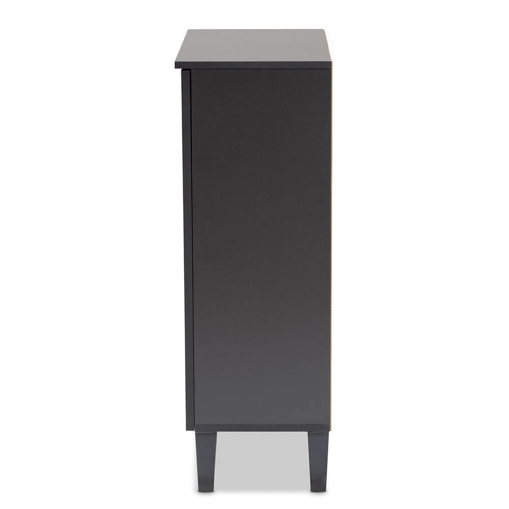 Melle Modern and Contemporary Two-Tone Oak Brown and Dark Gray 2-Door Wood Entryway Shoe Storage Cabinet FredCo