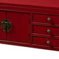 Melodie Classic and Antique Red Finished Wood Bronze Finished Accents 6-Drawer Console Table FredCo